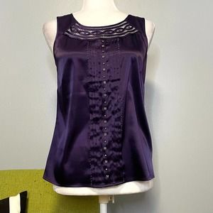 Chicos Purple Satin Rhinestone Sleeveless Top 0 Small